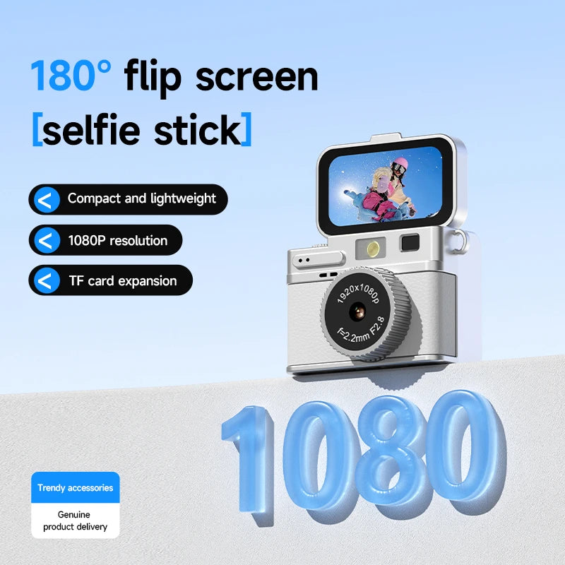 Lenovo Retro Mini Camera 1080P CCD with Flip Screen Neck Strap Design Portable Sports Camera for Outdoor Travel Vlogging Vue