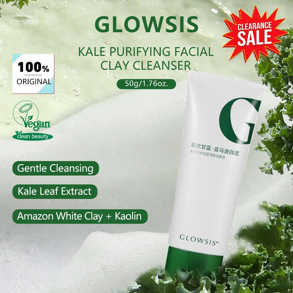 [ClearanceSale] GLOWSIS KALE PURIFYING FACIAL CLAY CLEANSER,Deep Cleansing&Pore Purifying,Impurity Removing&Gentle Exfoliation Vue