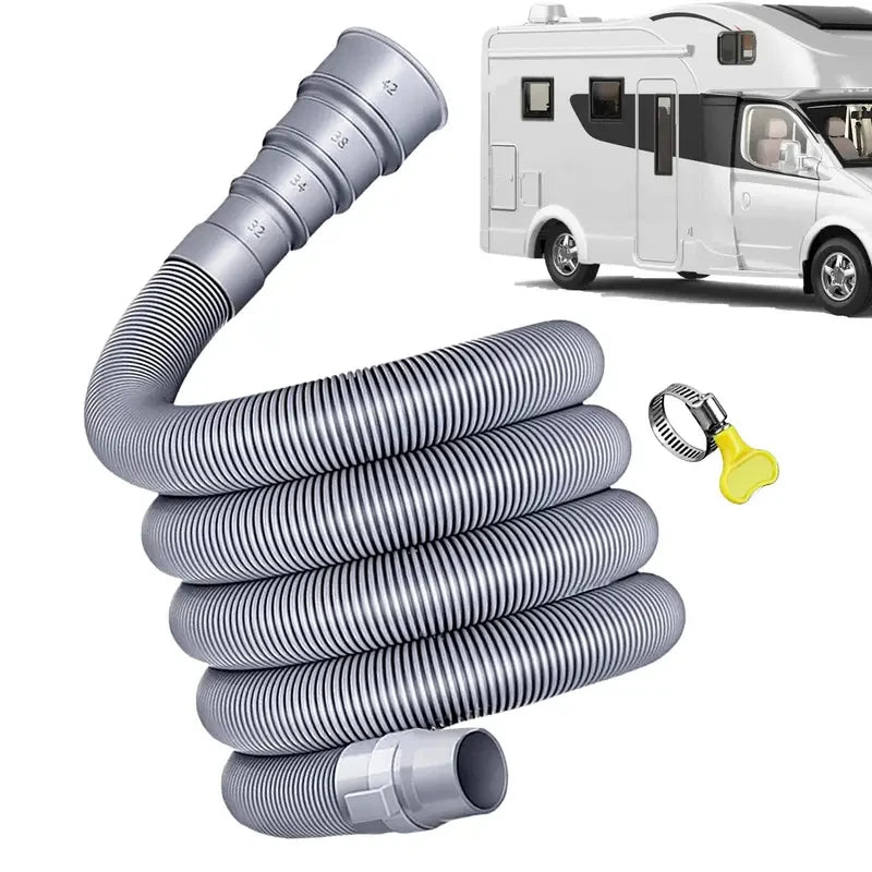 Foldable RV Sewer Hose 3/5m – Leakproof Kit with Adjustable Adapter & Clamp, Caravan Trailer Accessories Vue