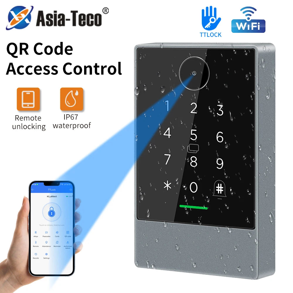 NFC 2.4GHz WiFi+Bluetooth TTLOCK APP Access Control Rfid Keypad Metal Waterproof Door Lock Opener Outdoor Door Entry Keyboard Vue K3QW