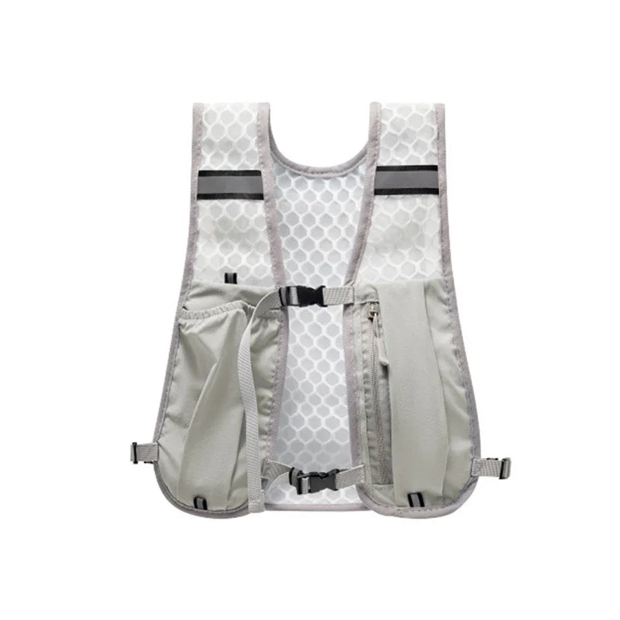 Biking Running Storage Vest Backpack Lightweight Running Vest Reflective Hydration Water Chest Pack Phone Storage Pocket Vue Gray Average Size
