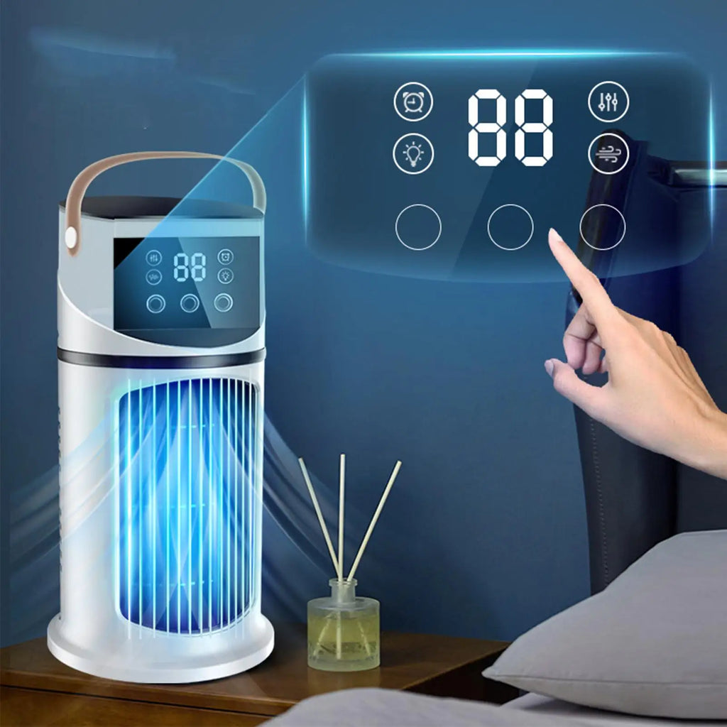 Air Conditioner Fan Desk Cooling Air Conditioner Fan Adjustable Misting Cooler with LED Light for Bedroom Dormitory Reading Vue