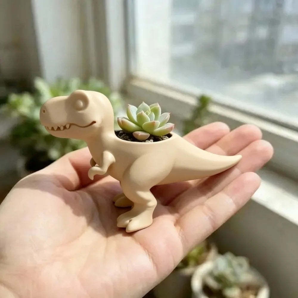 Dinosaur Statue 3D Printed Dinosaur Flowerpot Funny Desktop Decor Mini Potted Planter Ornaments T-Rex Plant Pot Home Vue