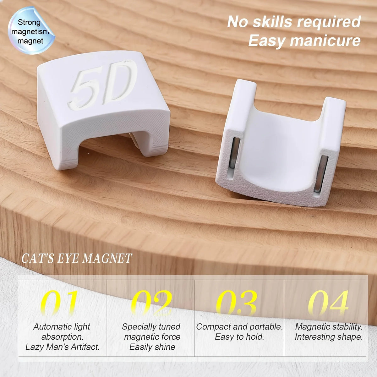 Nail Art Magnet | Easy-to-Use Cat'S Eye Tool for Beginners, ABS Material, Available in Pink and White Colors Vue