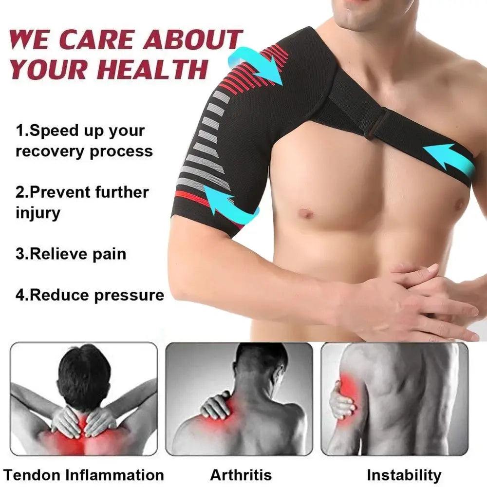 Knitted Compression Shoulder Brace Adjustable Breathable Shoulder Support Strap Protection Durable Shoulder Orthopedic Brace Vue
