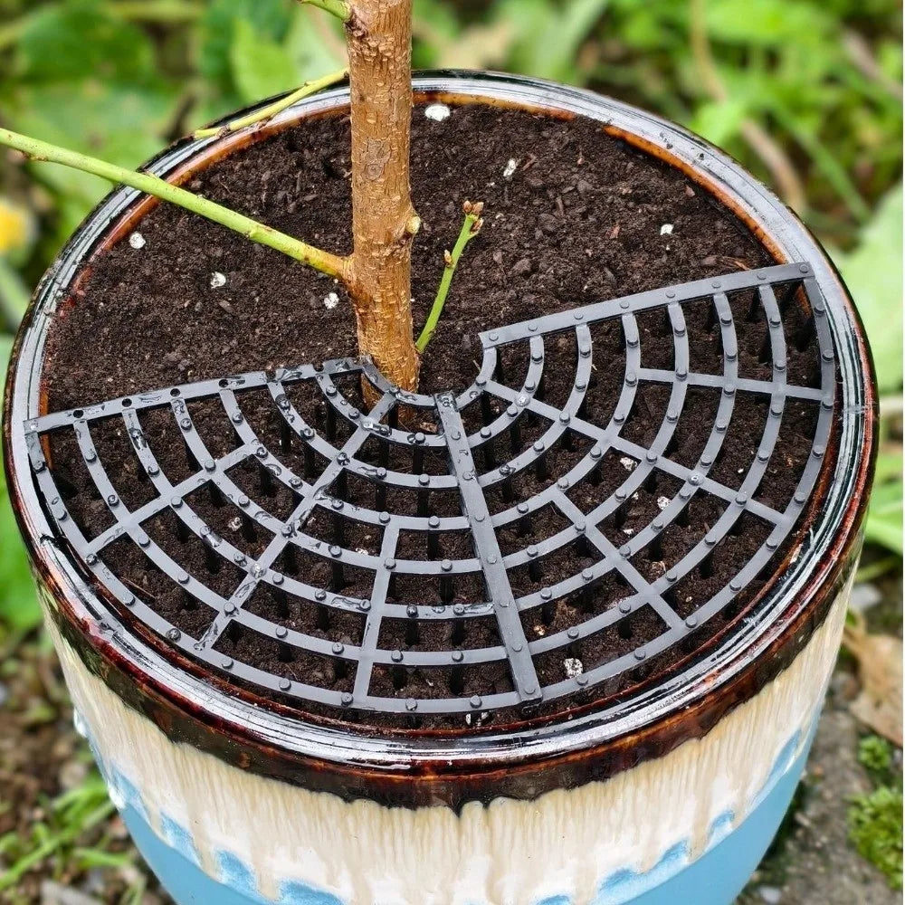 Breathable Mesh Plant Pot Soil Protector Grid Cover Barbed Cut-Outs Reversible Use Spiked Soil Protection Grid Vue