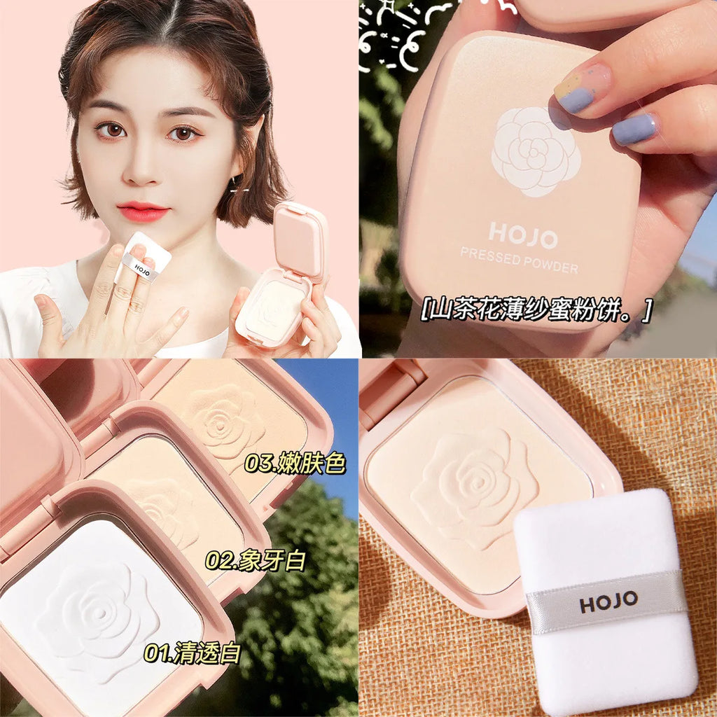 Camellia Face Base Pressed Powder Makeup Matte Shimmer Fix Palette Concealer Contour Nude Compact Cosmetics With Puff Vue