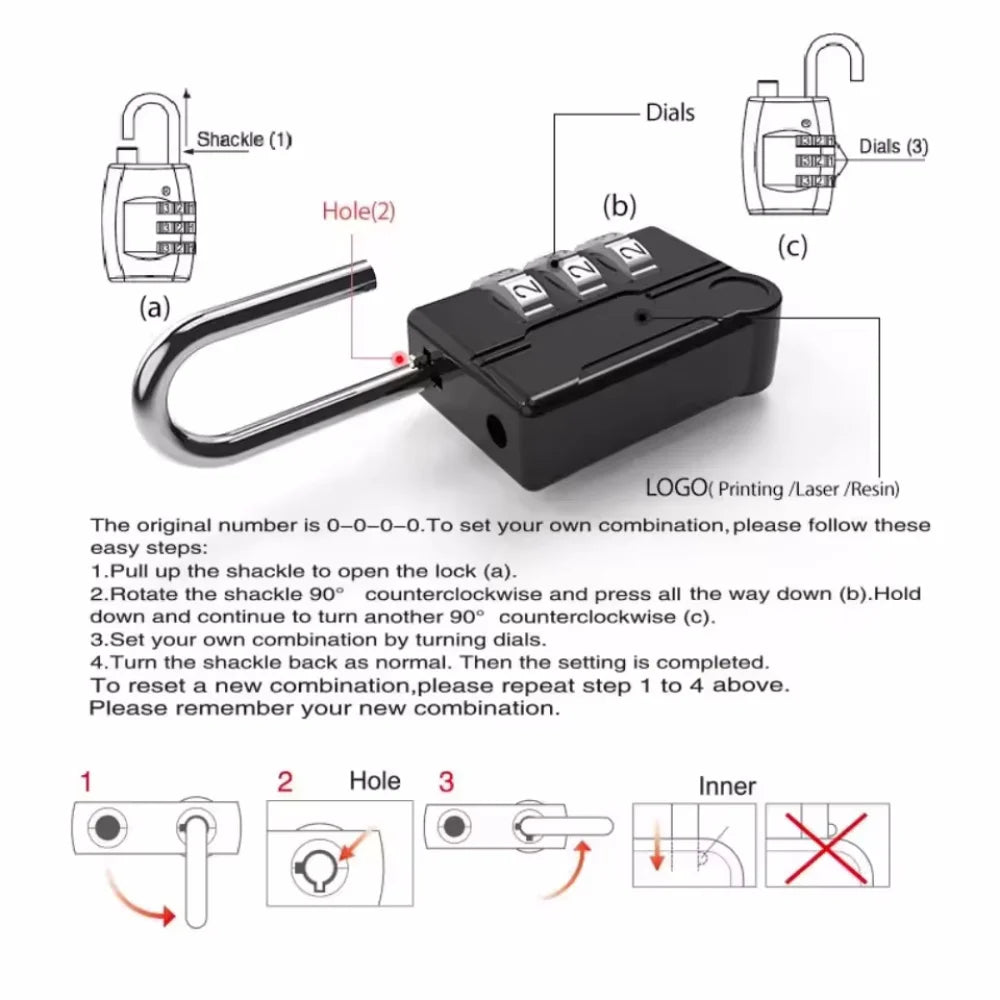 Mini Lock Resettable 4 Dial Digits Code Number Password Combination Padlock Travel Security Lock for Luggage Lock Padlock Gym Vue