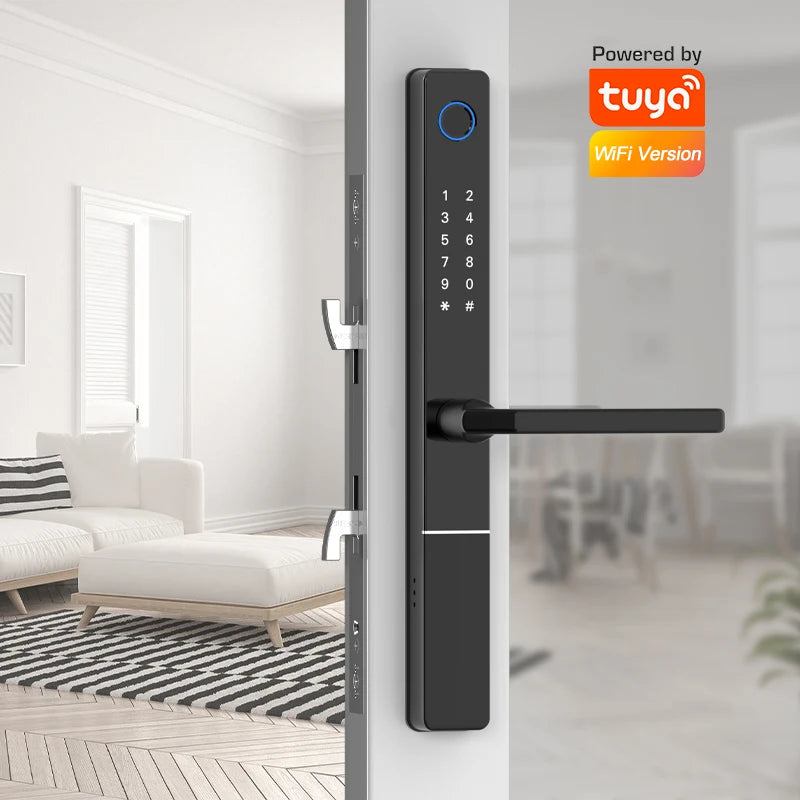 Euro 92/85/72mm Tuya wifi Smart Home Fingerprint Digital Smart door lock for UPVC Aluminium door Vue Black 5572