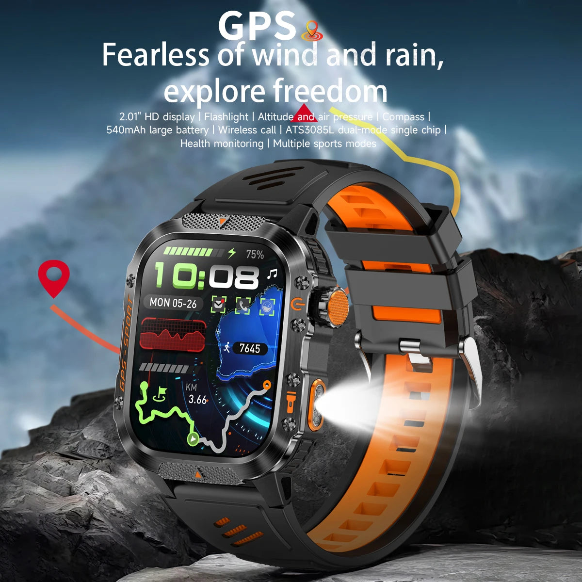 New GPS Smart Watch Bluetooth Call Voice Assistant Health monitoring 2.01'' HD Screen IP68 Waterproof Outdoor Sports Smartwatch Vue