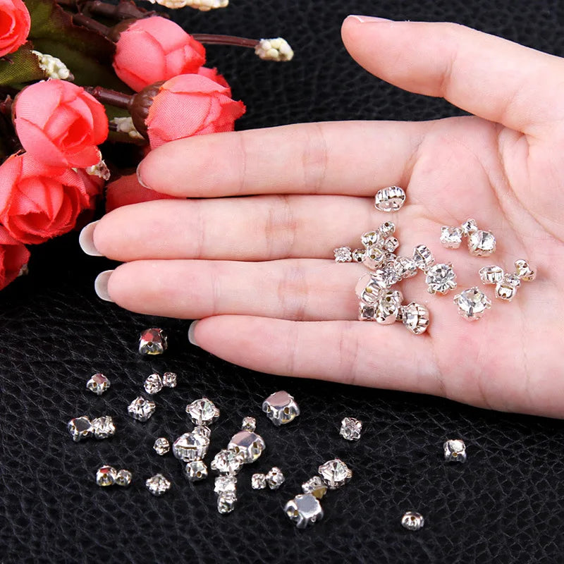 200pcs White Color Gold Bottom Setting Crystal Glass Rhinestones Sew on Stones for Needlework DIY Jewelry Accessories Vue