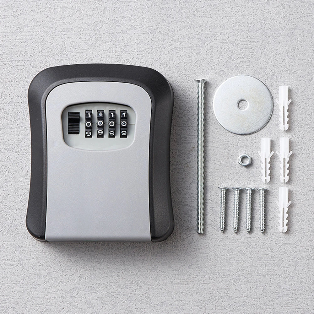 Key Safe Box Weatherproof 4 Digit Combination Outdoor Key Security Storage Case Key Lock Box Wall Mounted Plastic Key Storage Vue