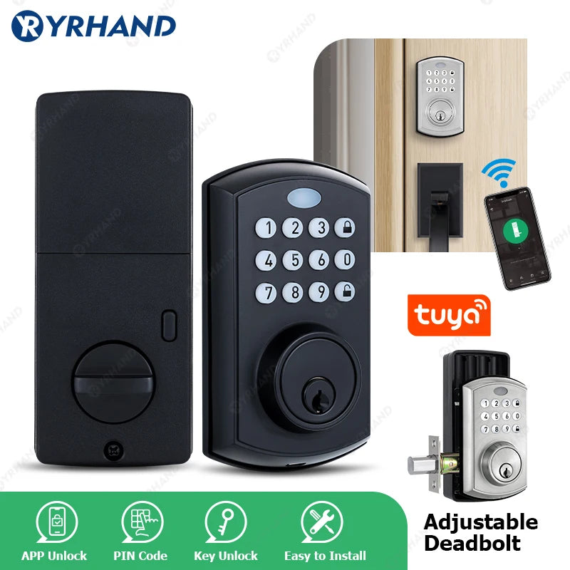 YRHAND Security Fechadura Eletronica Waterproof NFC card Biometric Deadbolt Keyless Auto Lock Without Handle Tuya Smart Lock Vue
