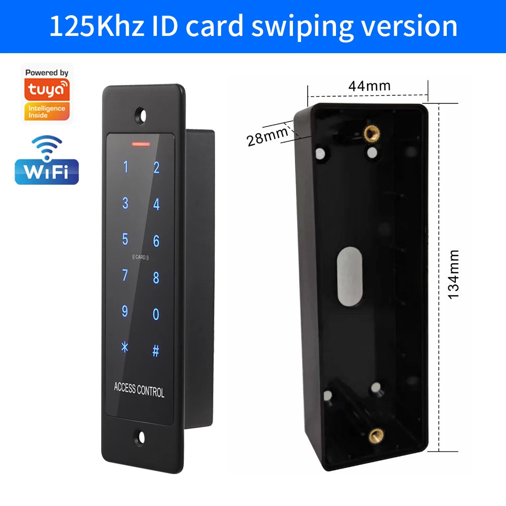 Narrow Waterproof Embedded WiFi Access Control System Fingerprint Password Card Remote Unlock Apartment Gate Works with Tuya APP Vue H9 ID bottom shell