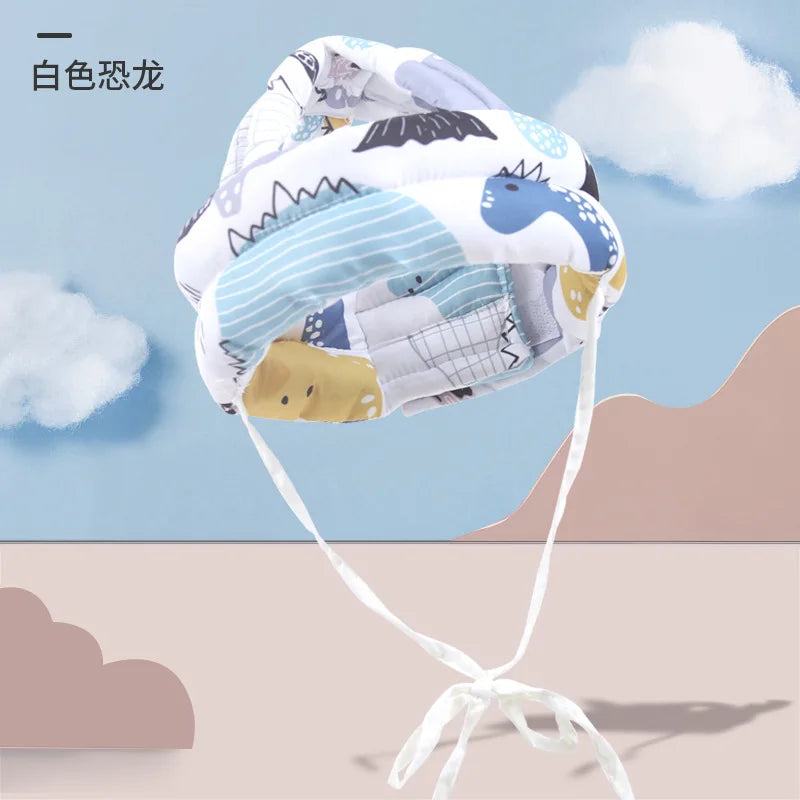Cap Anti-collision Soft Comfortable Head Security & Protection Adjustable Hats Baby Toddler Protective Hat Baby Safety Helmet Vue B40 White dinosaur