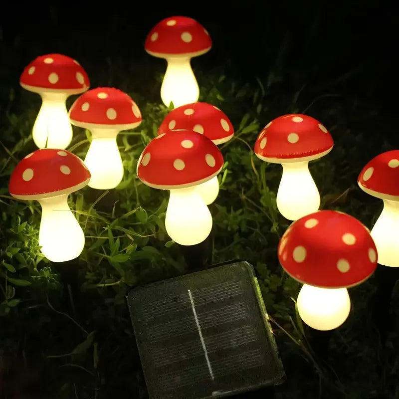 8pcs Solar Mushroom Lights for Garden Pathways Waterproof Outdoor Lawn Lights Christmas Decor Fairy-Themed String Lights 607 Vue