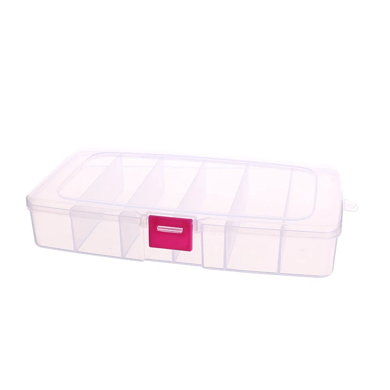 5/6-Grid Portable Plastic Storage Box Dust Proof Hair Clips Jewelry Organizer Household Travel Small Accessories Container Case Vue pink-193x102x35mm
