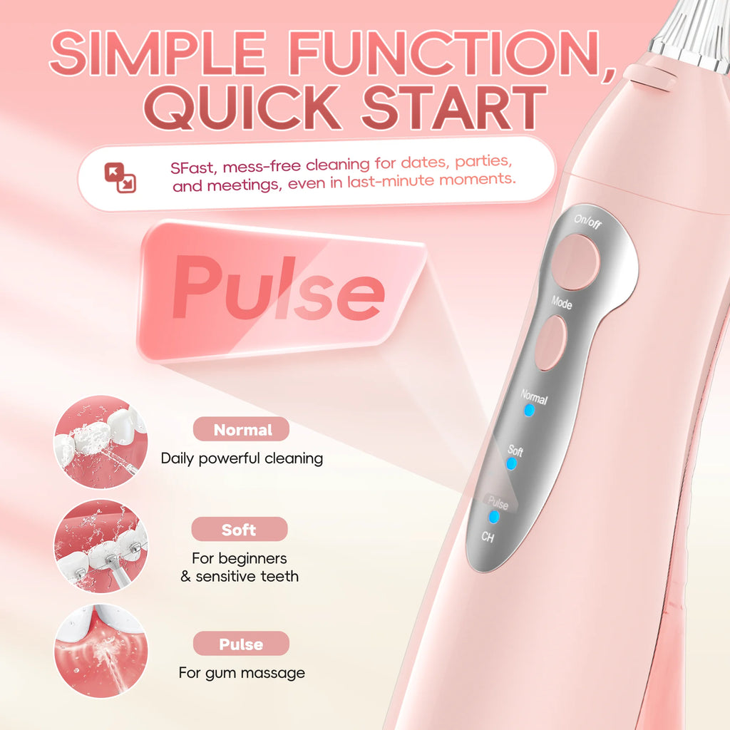 Mornwell Newest D52 Water Flosse Jet Rechargeable Oral Flosser Portable 300ML 6 Nozzles Waterproof Oral Irrigator Teeth Cleaner Vue