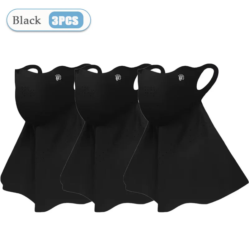 1-10pcs Ice Silk Mask Summer Face Scarves UV Protection Neck Wrap Cover Face Shield Sun Proof Bib Personalized Windproof Vue Black-3PCS