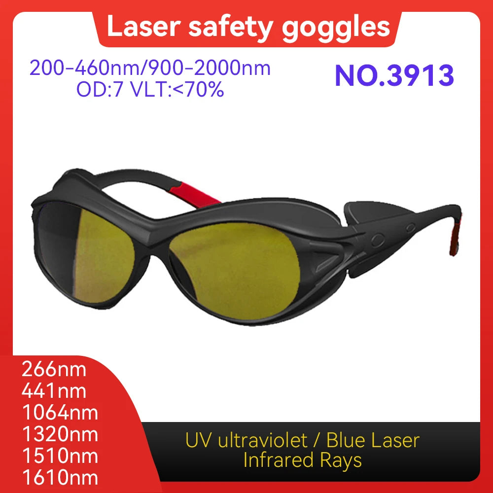Laser Safety Glasses CE EN207 9000-11000nm OD6+Hard PC Lens Eyewear for Wood Acrylic CO2 Laser Cutting Machine Laser Goggles Vue Model 3913 OD7
