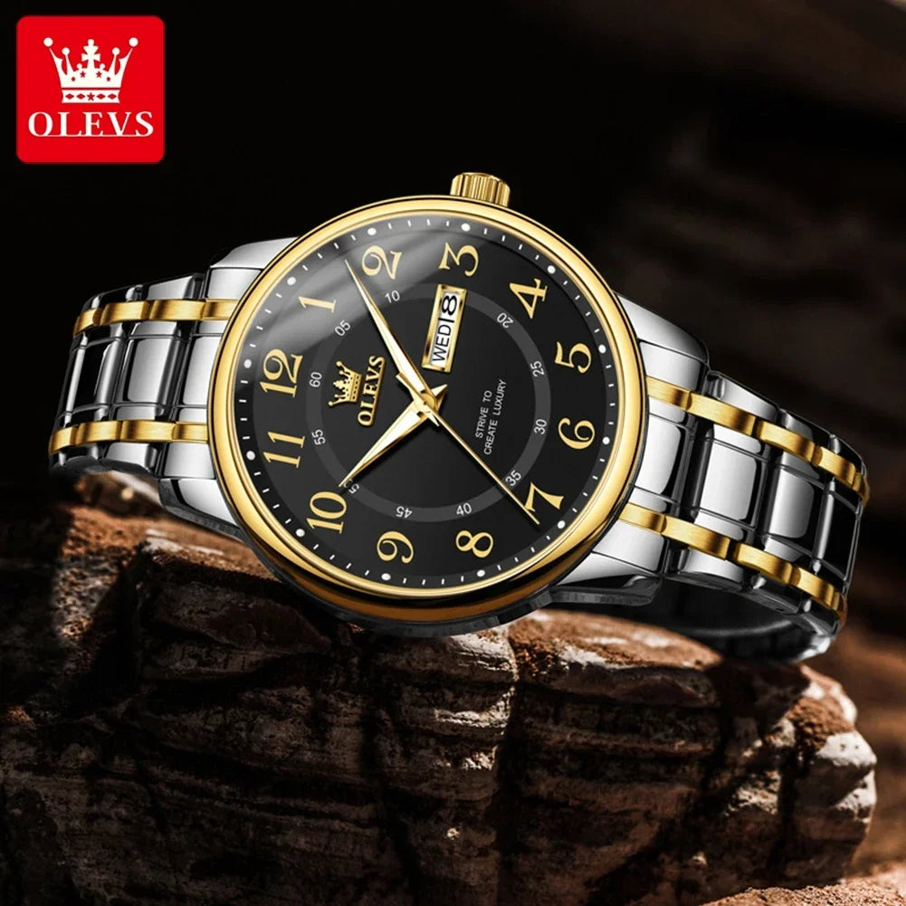 OLEVS 2891 Men's Luminous Stainless Steel Quartz Watch Men's Quartz Watch Vue