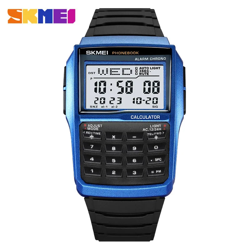 SKMEI 2255 Men's Digital Sports Watch – Dual Time & Calculator Digital Sports Watch Vue blue China Mainland