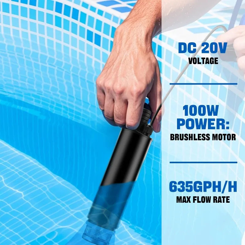Portable Cordless Submersible Pump for Makita/Milwaukee/Ryobi 18/20V Lithium Batteries Multi-purpose Submersible Pump for Garden Vue