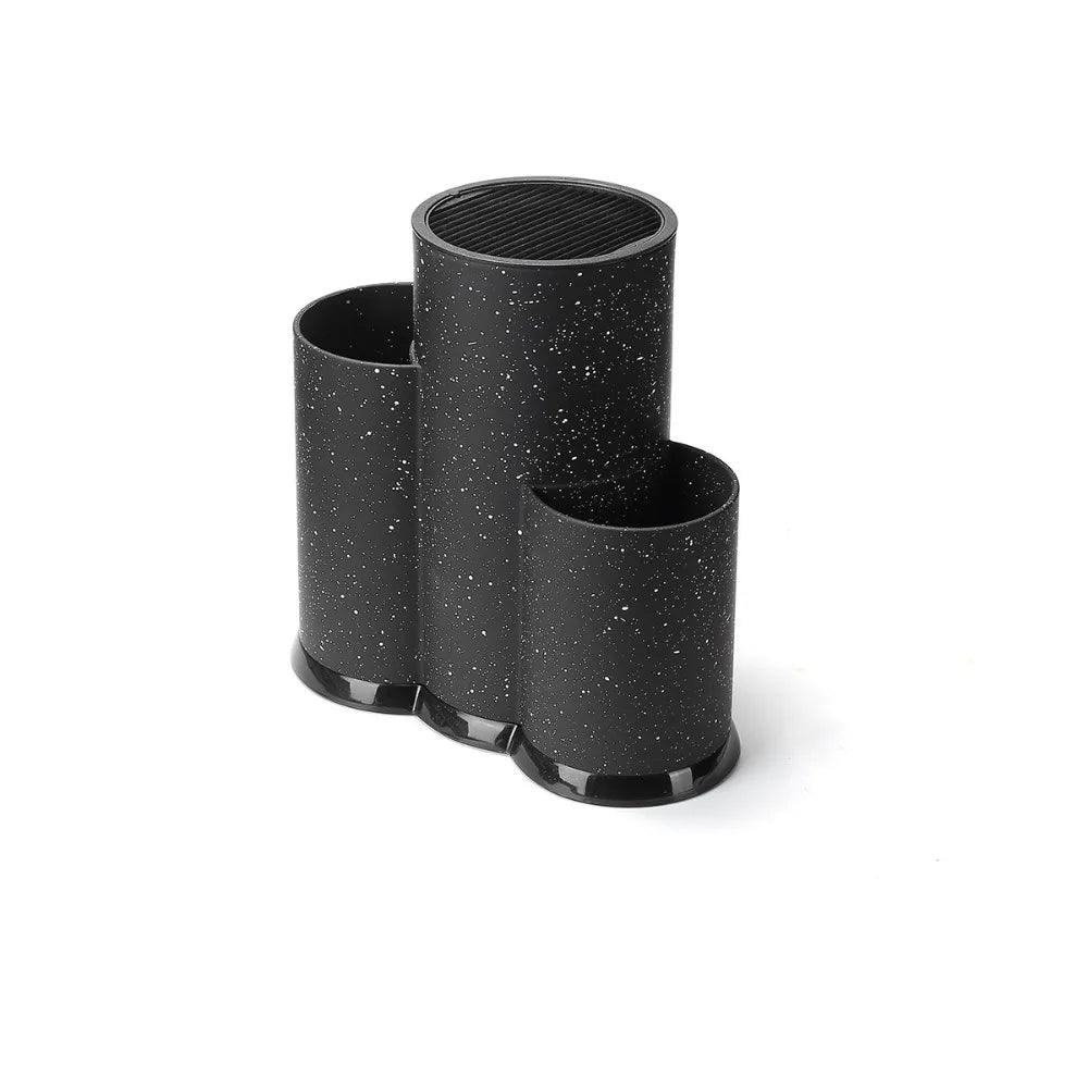 Modern Style 3 Tube Kitchen Cutter Holder Non-slip Base Detachable Kitchens Utensil Rack Plastic Large Capacity Cutter Shelf Vue Black