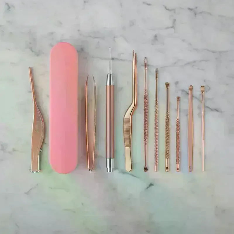 Ear Cleaning Kit With LED Light Ear Wax Removal Kit For Kids And Adults Earwax Spoon Digger & Tweezers Ear Cleaning Tool Set Vue