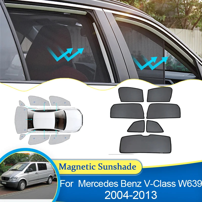 For Mercedes Benz V-Class W639 2004~2013 Magnetic Sunshade blocking Curtain Privacy Shading Sunshade Visor Auto Part Accessories Vue
