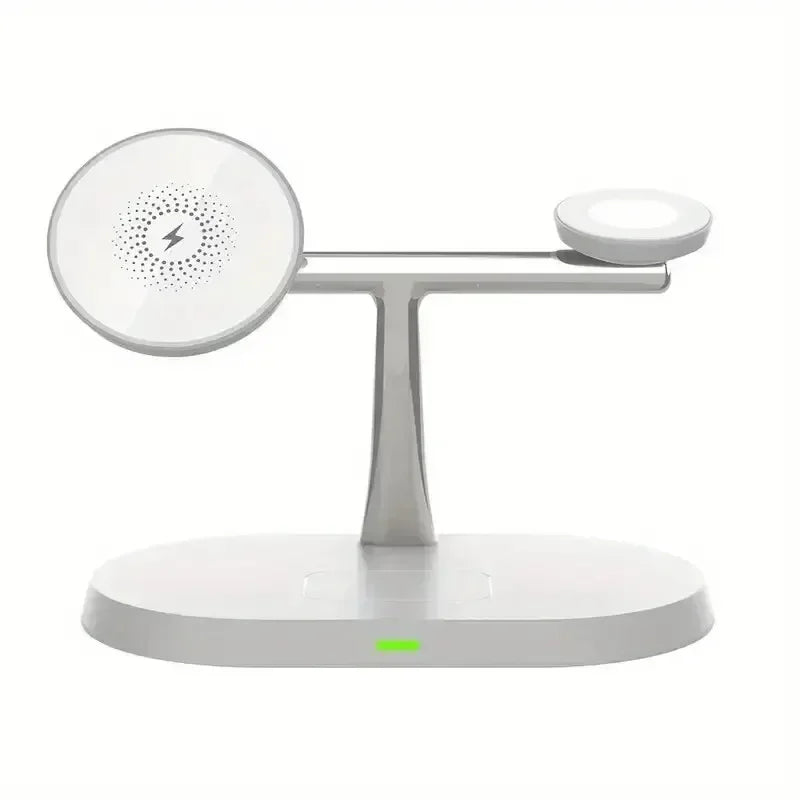 3 In 1 Magnetic Wireless Charger Stand for iPhone 15 14 13 12 Pro Max Apple Watch 1-9 AirPods Fast Charging Station Phone Holder Vue White