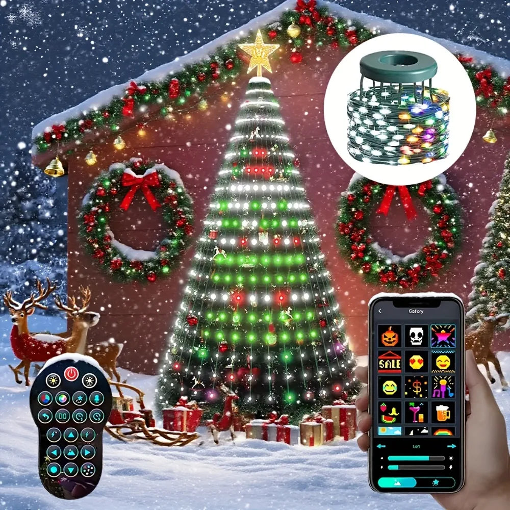 Smart Christmas Tree Light Christmas String Lights APP Remote Control DIY Pattern for Indoor Outdoor Christmas Tree Decorations Vue