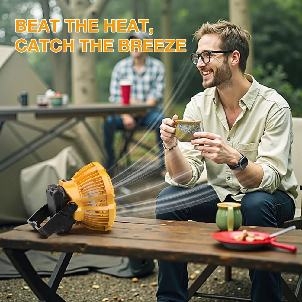 Portable Cordless Fan Rechargeable Camping Fan for Dewalt 20V Batteries with Remote Control Ideal for Maintenance and Job Sites Vue