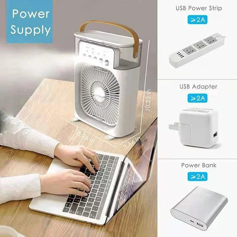 Portable 3 In 1 Fan AIr Conditioner Household Small Air Cooler LED Night Lights Humidifier Air Adjustment Home Fans Dropshipping Vue