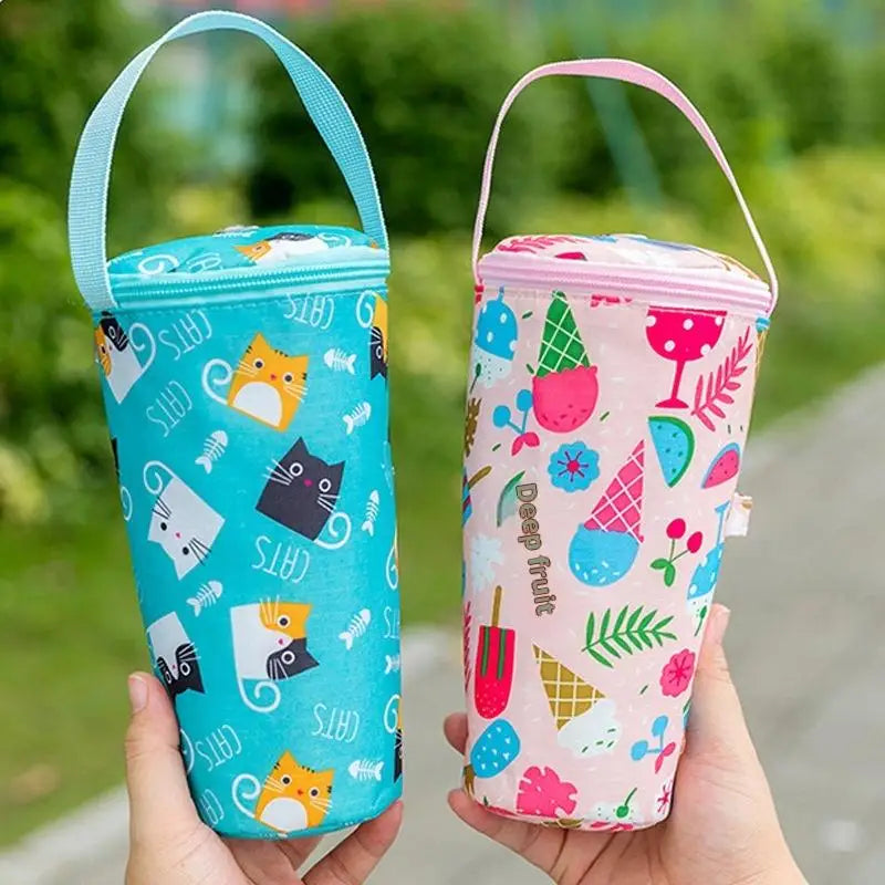 Cute Cartoon Milk Tea Tote Bag Heat Preservation Bag Portable Insulated Cup Cover Eco-friendly Handbag Cup Accessories Vue