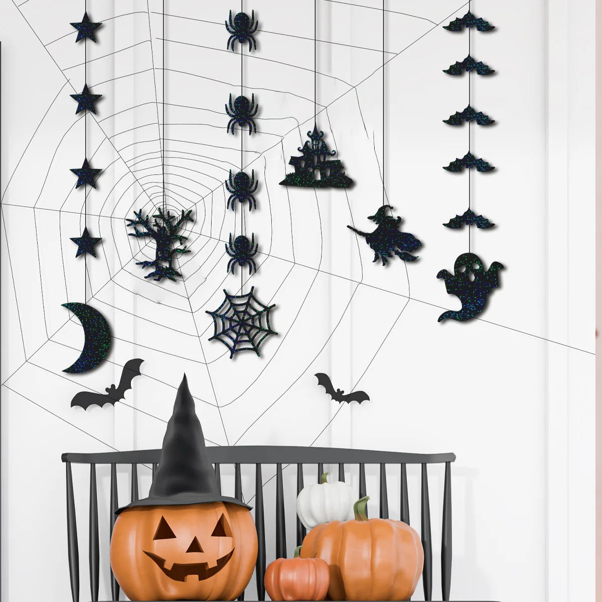 6pcs Halloween Hang Ornaments Scary Spider Witch Ghost Bat Pendant Ornament for Halloween Decor Festival Party Bar Home Decor Vue