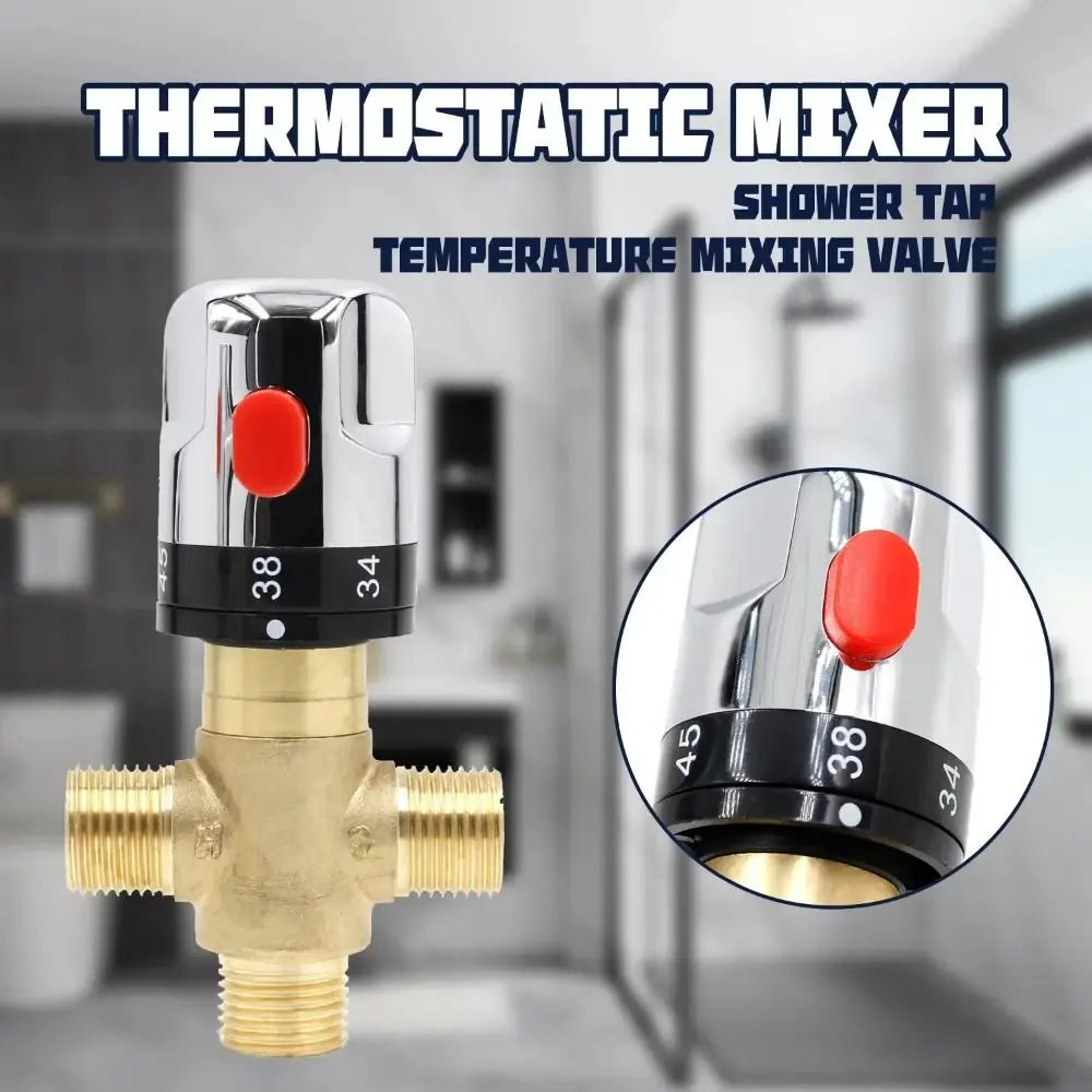 Solid Brass Thermostatic Mixing Valve 3Way Hot and Cold Control Temperature Control Valve General-purpose Pressure Balance Vue Style B