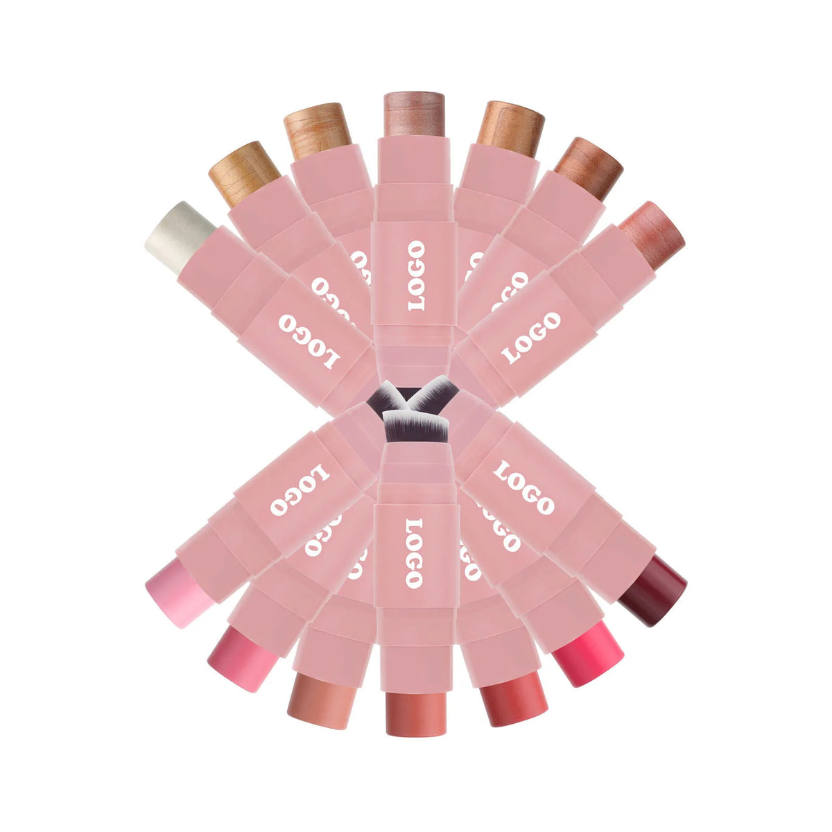 Cosmetics Bronzer Highlighters Manufactures Pink Black White Makeup Stick Face Highlighter Glitter Creamy Blush Print Logo Vue