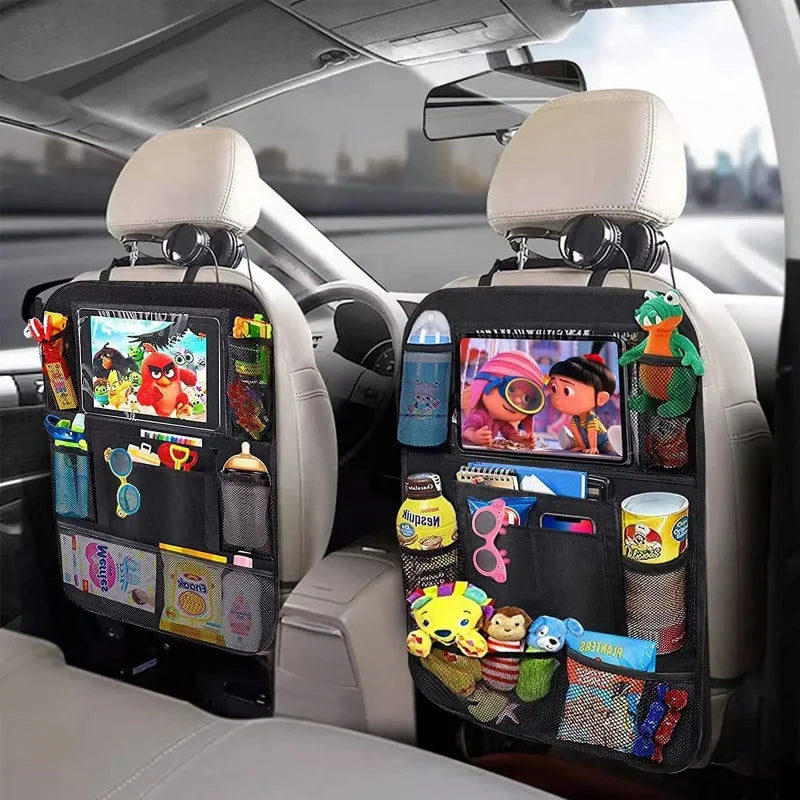 Car Seat Organizer Multifunctional Oxford Fabric Car Back Multi Pocket Storage Bag with Tablet Holder Protector for Kids Vue