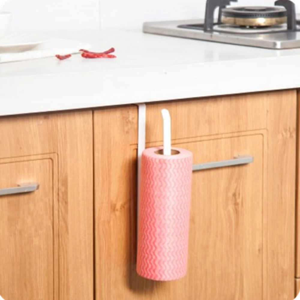 Door Cabinet Hanging Paper Towel Rack Free Punching Wrought Iron Cabinet Partition Layer Storage Rack Roll Holder Vue