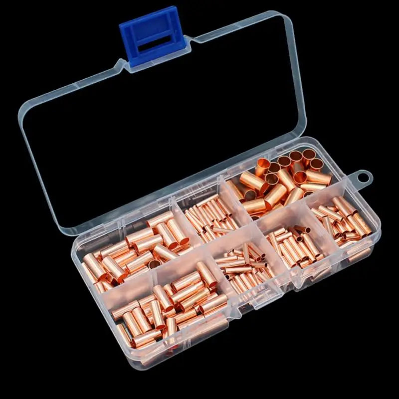 125/250/414/578Pcs Non Insulated Electrical Butt Terminal Assortment Kit Wire Ferrules Set 7 Size Copper Crimp Connector Vue