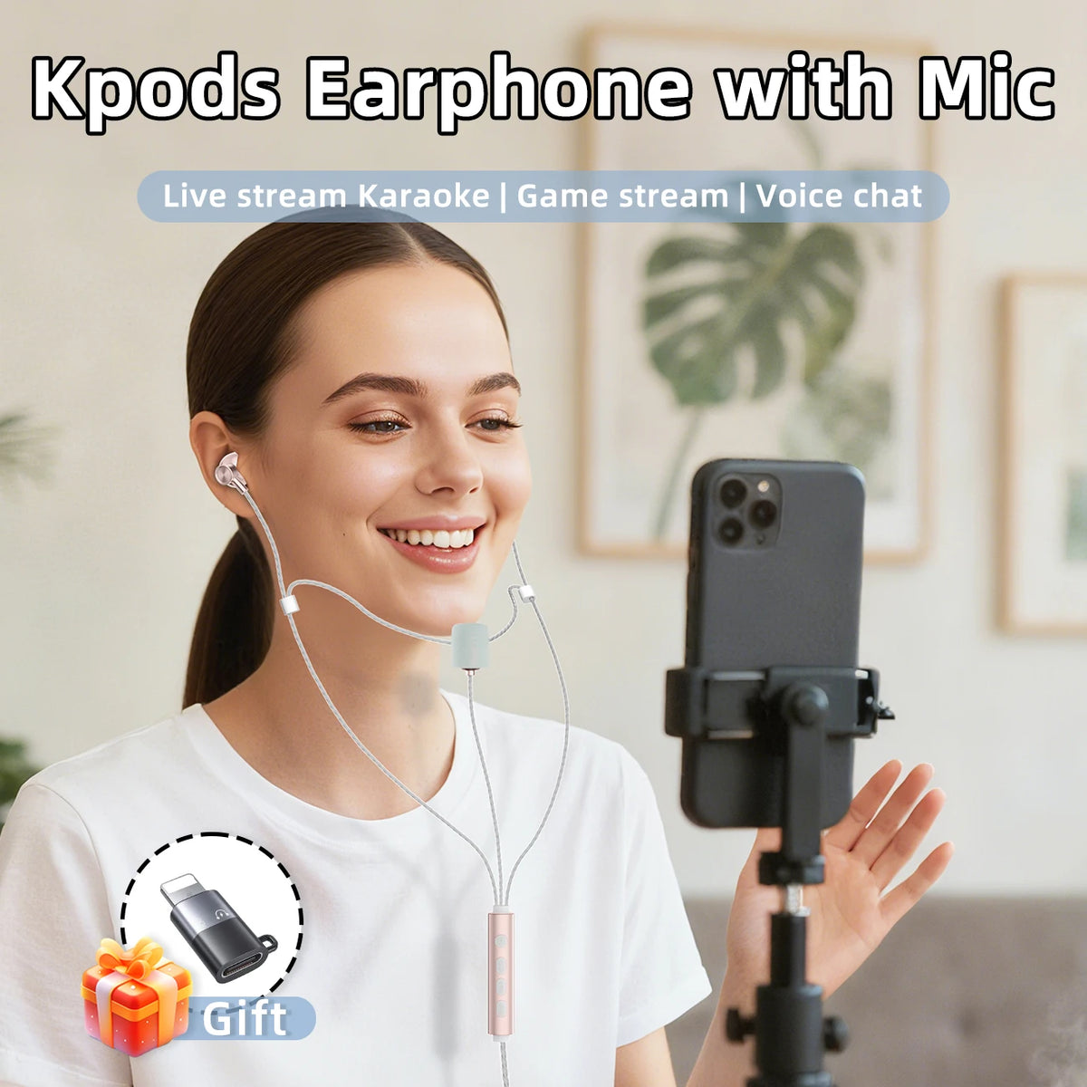 Sound Card Karaoke Earphones Professional Microphone Multi modes Real-time ear monitoring Type-C Vocal Mic for Huawei IOS Vue