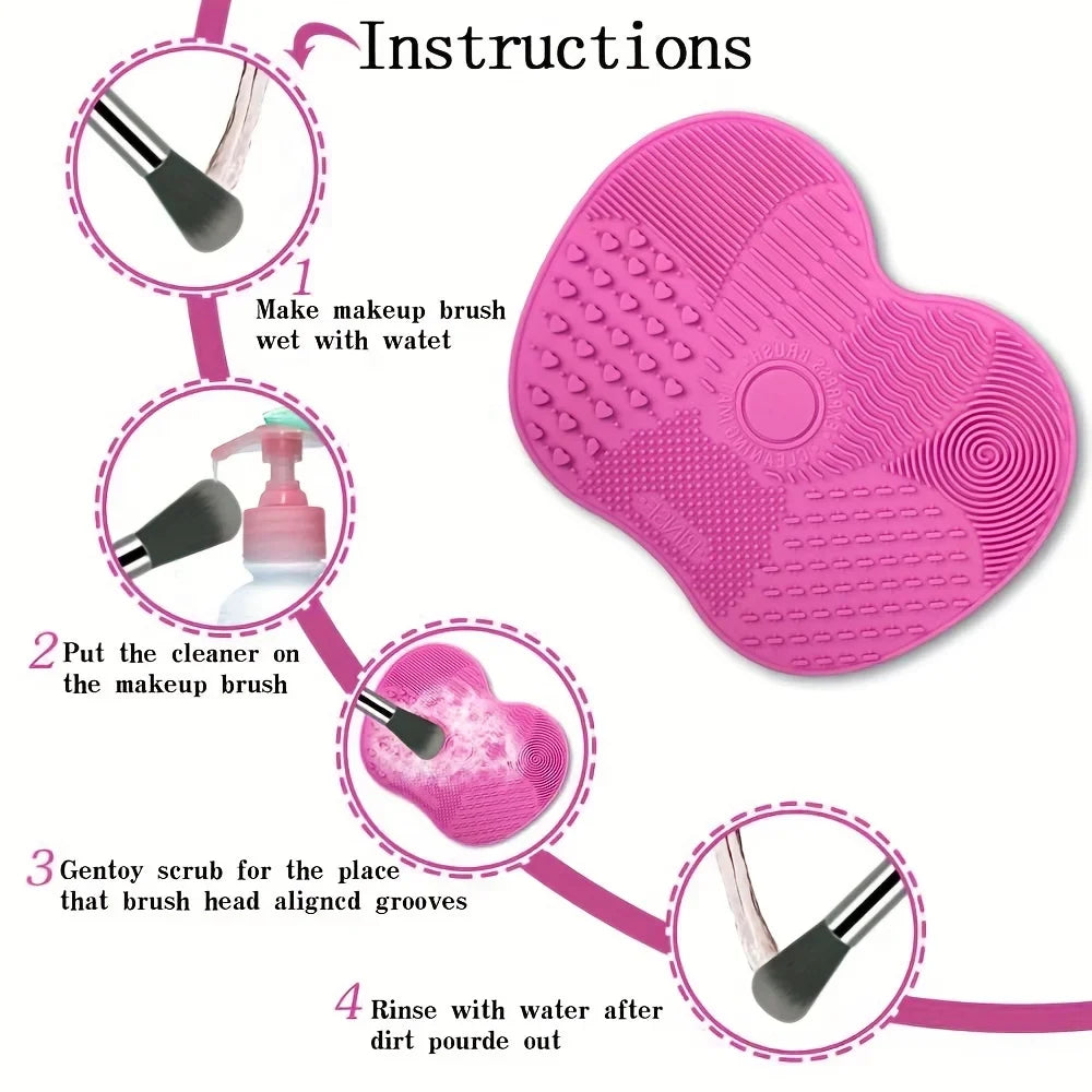 Makeup Brush Makeup Brush Cleaning Apple Shaped Cleaning Pad-Efficient &Mat With Suction Cup Portable & Reusable Silicone Vue
