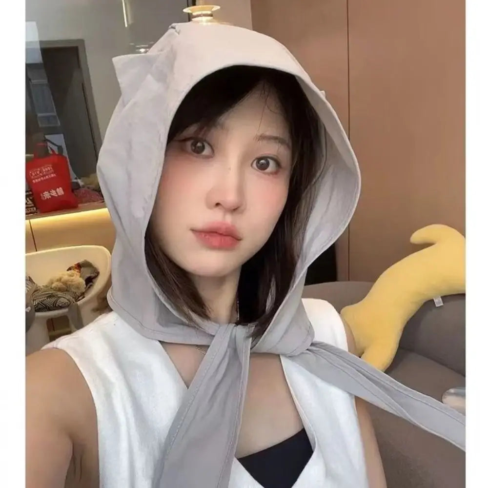 Polyester Strap Pullover Hat Solid Little Devil Headscarf Hats Funny