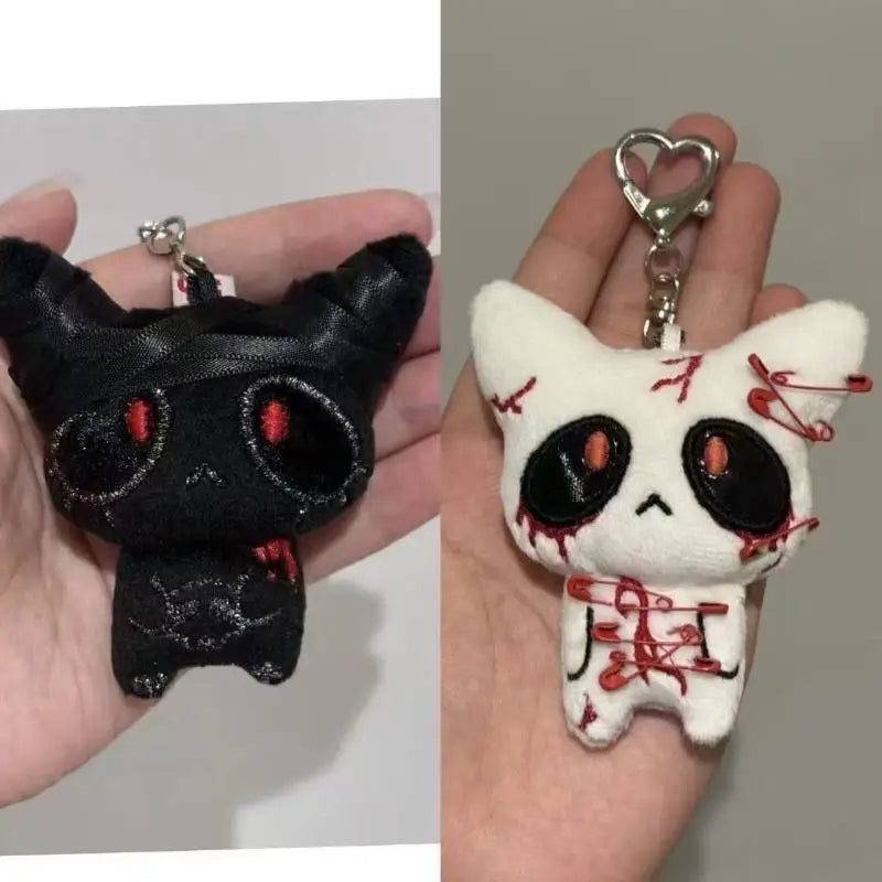 1/2 Pack Spooky Halloween Plush Keychain, Eerie Bloody Beast Figurine Charm, Gothic Fearful Bag Adornments, Couple Present Vue A3