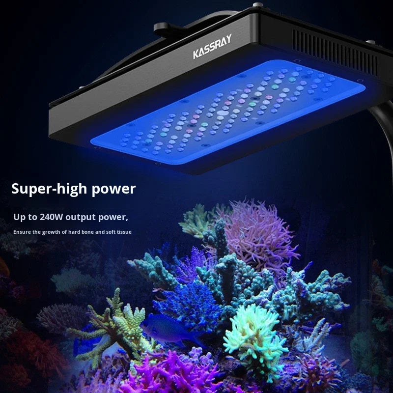 KASSRAY Smart Coral Light WiFi Remote & Bluetooth APP Control 240W Full Spectrum LED Aquarium Light for Reef Fish Tank Lamp Vue