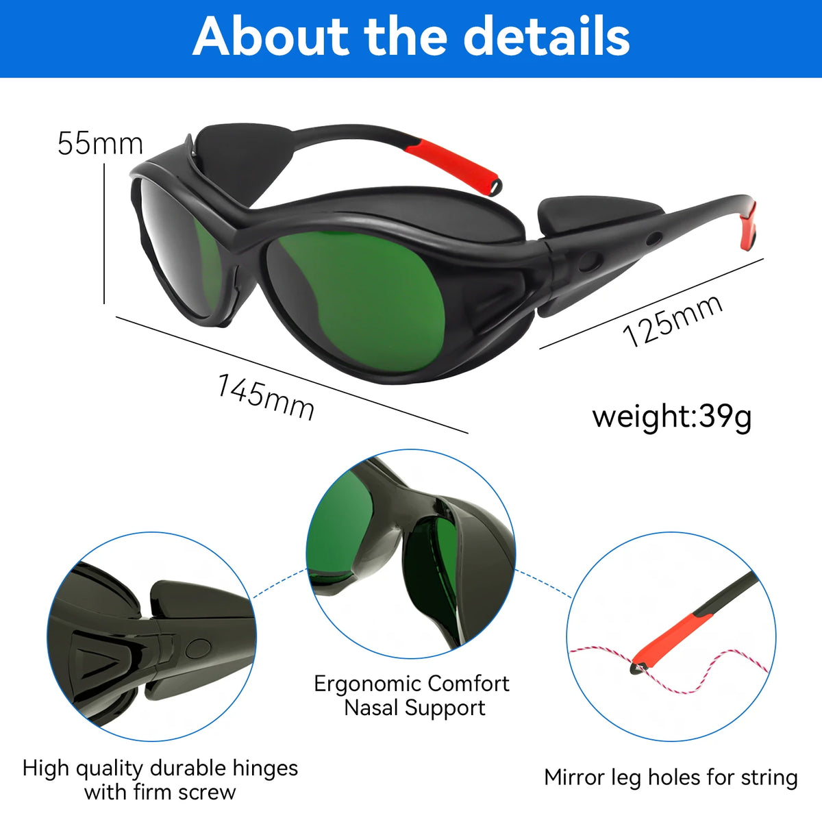 Laser Safety Glasses CE EN207 9000-11000nm OD6+Hard PC Lens Eyewear for Wood Acrylic CO2 Laser Cutting Machine Laser Goggles Vue