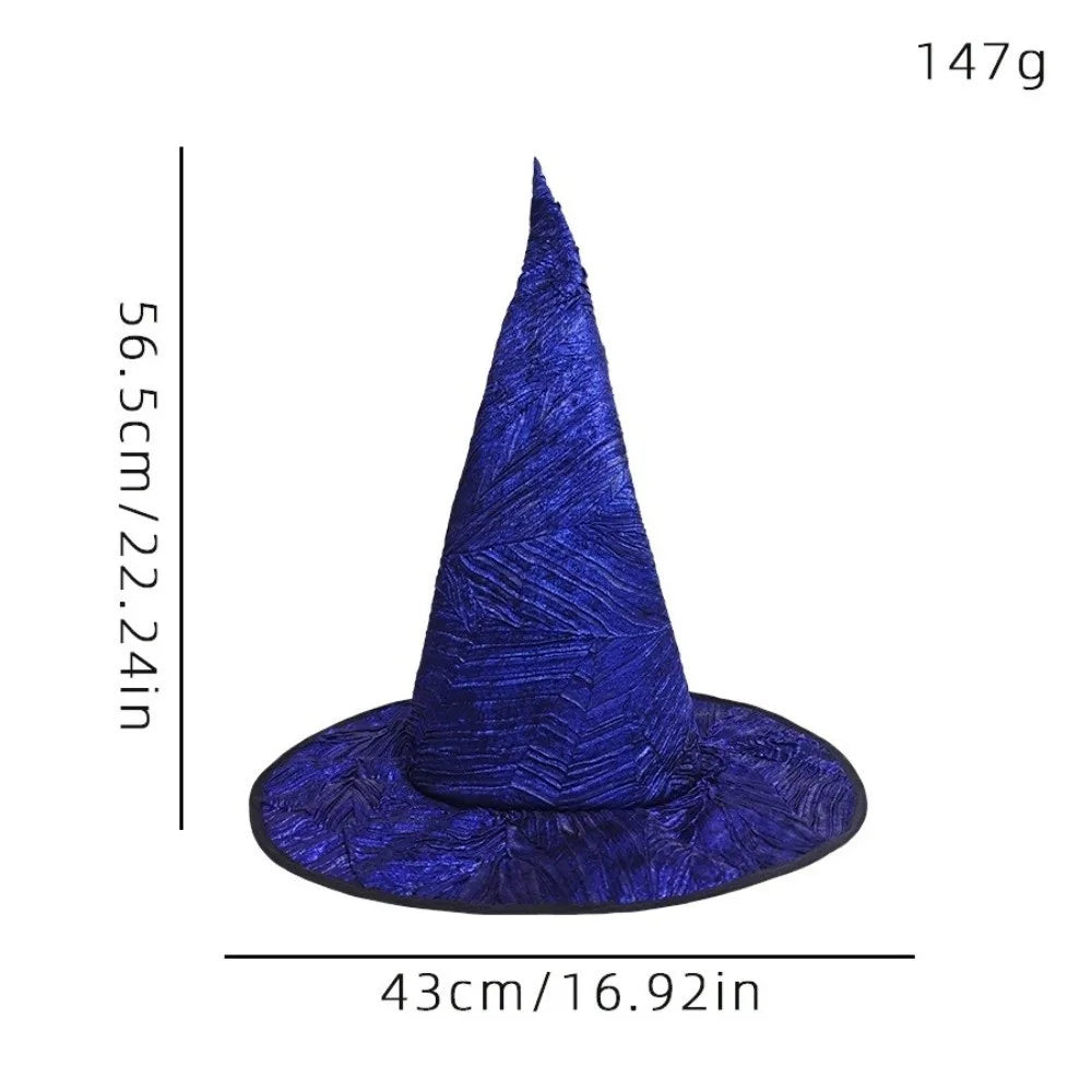 Floral Halloween Witch Hat Adjustable Twisted Wizard Cap Tall Pointed Cone Top Gothic Pointed Mage Hat Halloween Party Vue