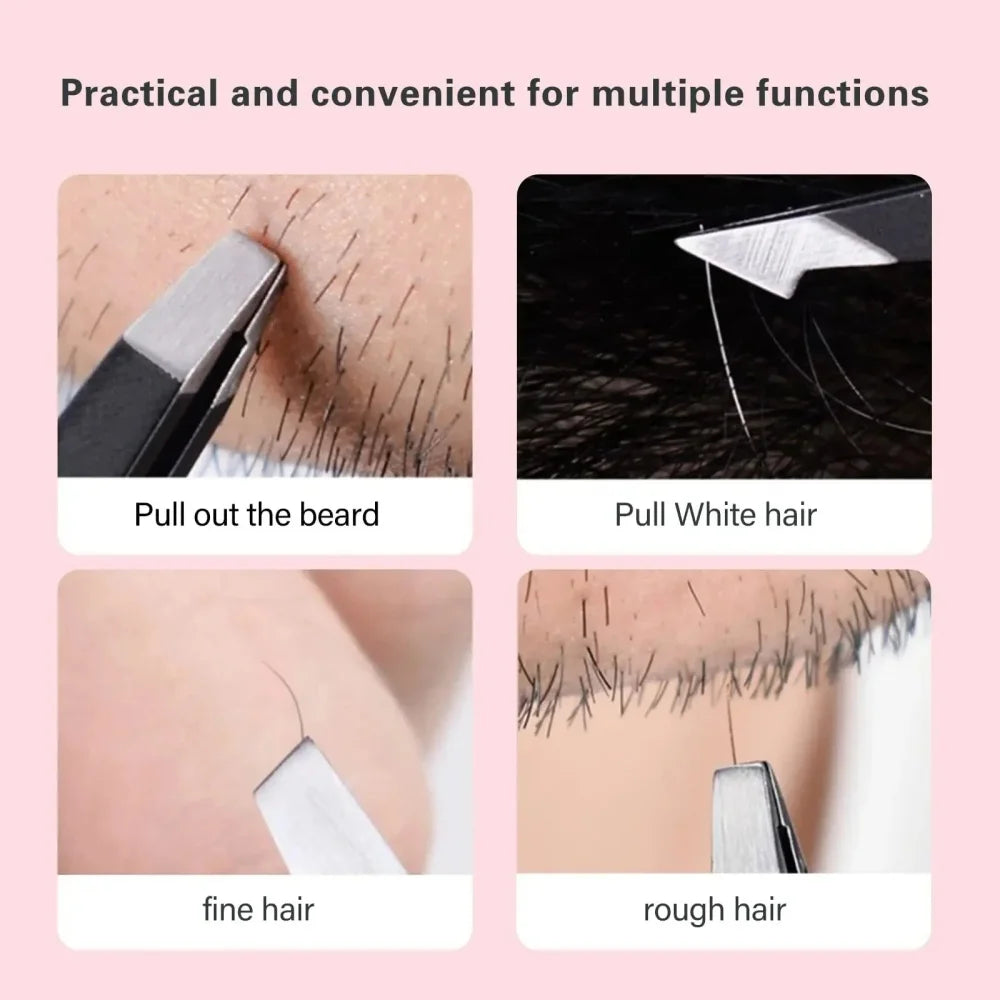 Eyebrow Tweezer Stainless Steel Black with Knife Slant Oblique Flat Point Beauty Tools for Eyelash Tweezer Double Eyelid Clip Vue