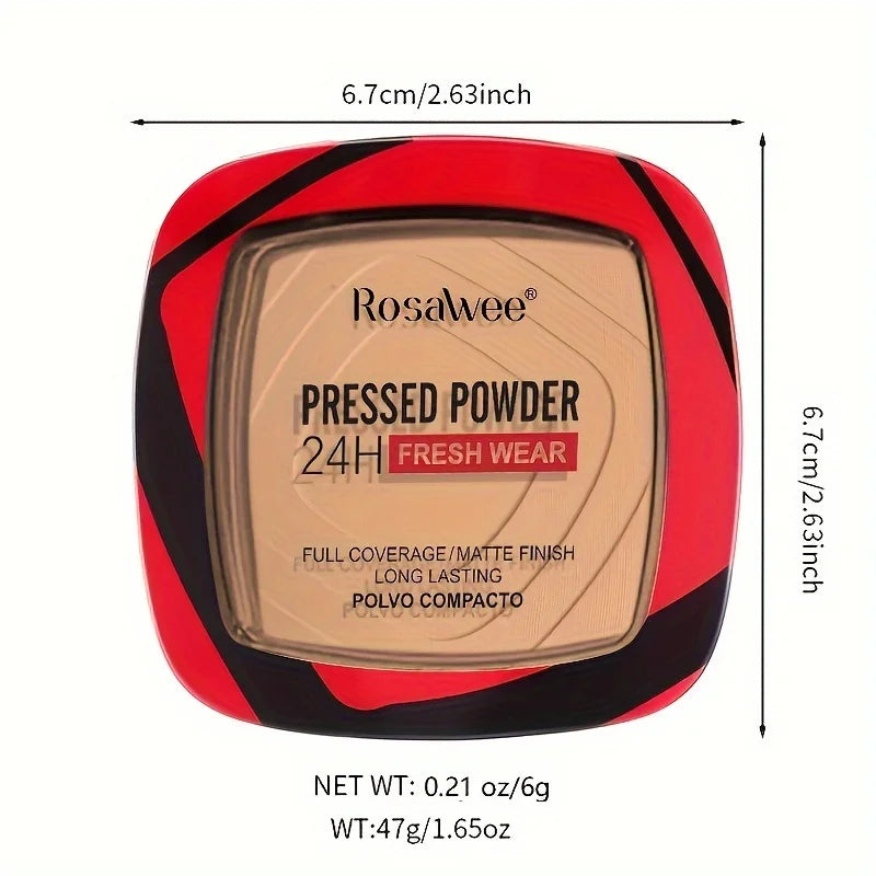 Full Coverage Pressed Powder Foundation With Puff Applicator, 24H Wear Matte Control Oil Foundation Long Lasting Face Makeup Vue